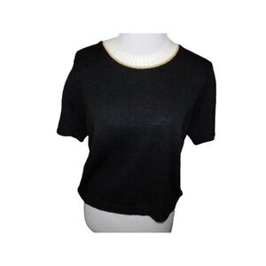 Dylani Size M Medium Short Sleeve Knit Top Sequin Neck Top